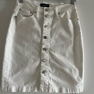 J.Crew Button Front Denim Pencil Skirt, Warm White, Size 24